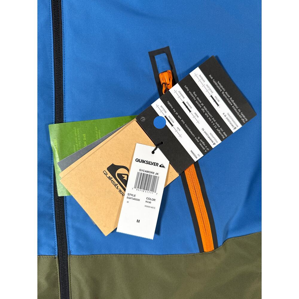 Quicksilver Sycamore Snowboard Jacket Mens Medium Hooded Black Blue Ski NWT - Picture 6 of 13